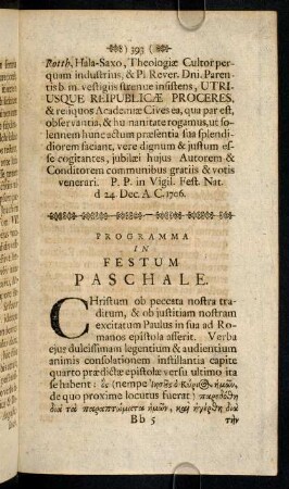 393-407, Programma In Festum Paschale