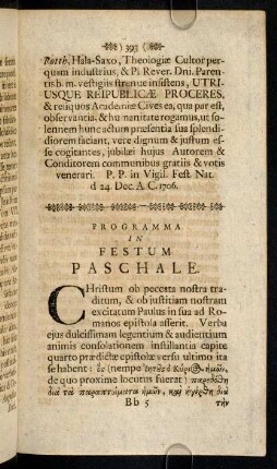 393-407, Programma In Festum Paschale