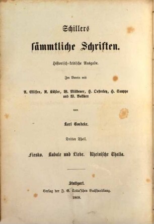 Schillers sämmtliche Schriften : historisch-kritische Ausgabe. 3, Fiesko