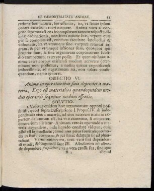 Obiectio VI. Anima in operationibus suis dependet a materia ...