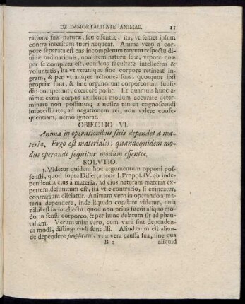 Obiectio VI. Anima in operationibus suis dependet a materia ...