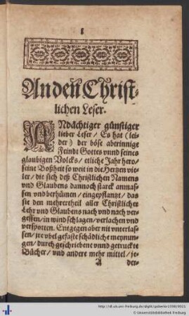 An den Christlichen Leser