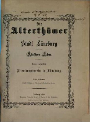 Die Alterthümer der Stadt Lüneburg und des Klosters Lüne, 3. 1856