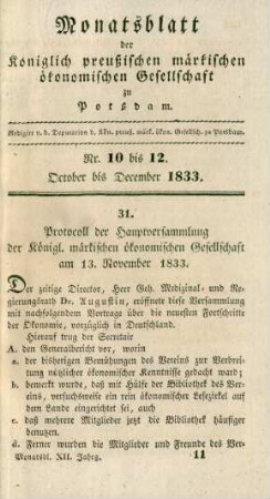 Nr. 10 bis 12. October bis December 1833.