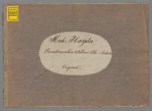 Divertimentos, vl (2), vla, cb, MH 320, D-Dur - BSB Mus.ms. 3105 : [label on cover:] Mich: Haydn // Divertimento a 2 Violini, Viola e Contrag. // Original. ; [caption title, f.2r = p.1:] Divertimento à Quattro. 2 Violini, Viola, e Contrabasso. [on the right:] Di Giov: Michele Haydn mmpria