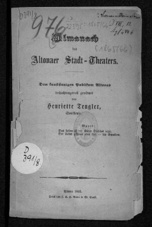 1865/66(1866): Almanach des Altonaer Stadt-Theaters