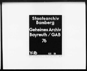 Archiv-Verordnung für das Geheime Hausarchiv Plassenburg