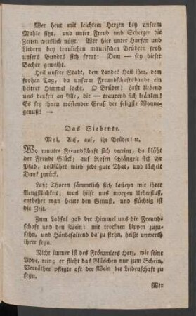 Das Siebente. Mel. Auf, auf, ihr Brüder [et]c.