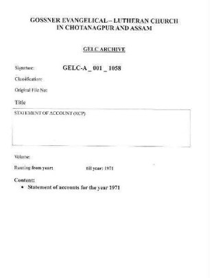 STATEMENT OF ACCOUNT RCP