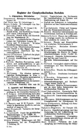 Register der Geophysikalischen Berichte