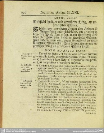 Artic. CLXXI. Diebstahl heiliger und geweiheter Ding, an ungeweiheten Stätten