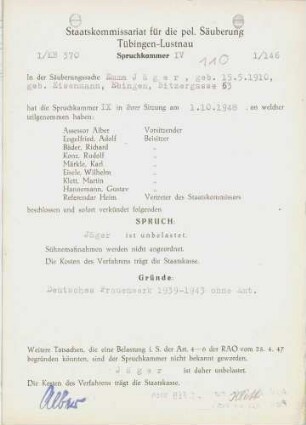 Jäger, Emma, geb. Eisenmann