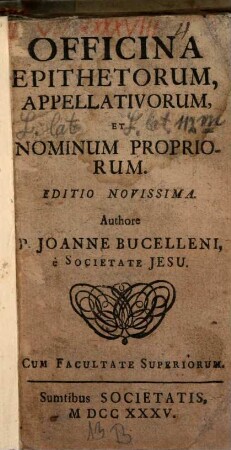 Officina epithetorum, appellativorum et nominum propriorum