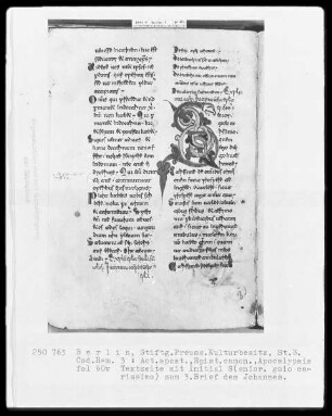 Neutestamentliche Schriften, Bibliorum sacrorum pars finalis — Initiale S(enior), Folio 60verso