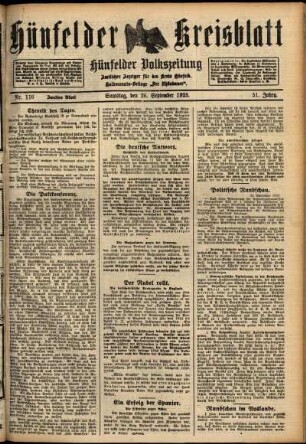 Zweite Ausgabe vom Samstag, den 26. September 1925.