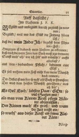 Auff Dasselbe/ Im Nahmen J. F. K.
