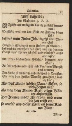 Auff Dasselbe/ Im Nahmen J. F. K.