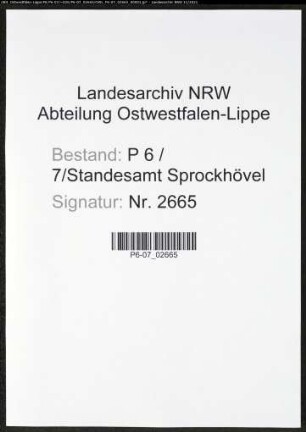 Heiratsregister Standesamt Sprockhövel