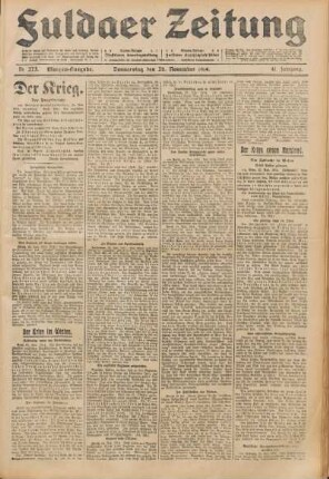 Ausgabe vom Donnerstag, den 26. November 1914.