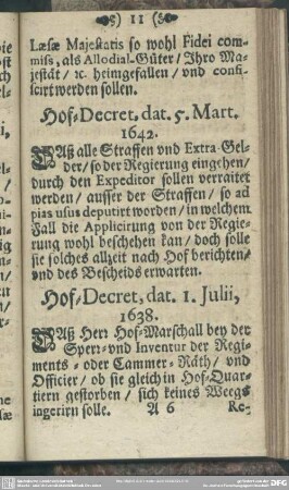 Hof-Decret, dat. 5. Mart. 1642