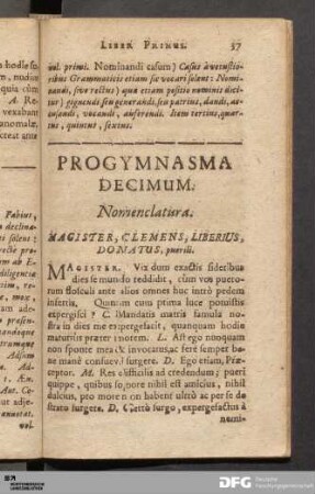 Progymnasma Decimum. Nomenclatura.