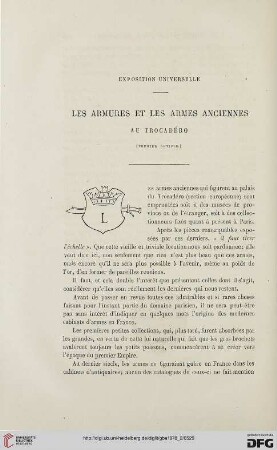 2. Pér. 18.1878: Les armures et les armes anciennes au Trocadéro, [1] : exposition universelle