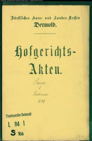 Sauer, Hans Henrich, Chirurg zu Varenholz gegen Henrich Kollmann zu Varenholz - Schuldforderung