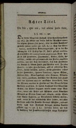 Achter Titel. De his, qui sui, vel alieni juris funt.