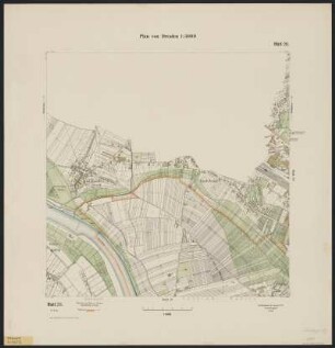 Plan von Dresden. Blatt 20 [Radebeul], 1911 : Plan von Dresden. 1911/13/38/39/40. Blatt 1-12. 14-22, 24, 27, 29, 36, 39, 41-42. Bearb. Vom Vermessungsamt. 1:5000. 1.-9.,11., 13., 14. Aufl. Dresden 1911/13/38/39/40. 50 x 50 cm. Die Blätter 23, 25, 28 und 40 sind nur unter Schadensplan zu finden.