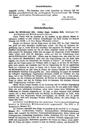 629-630, III. Zeitschriftenschau