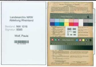 Entnazifizierung Paula Wolf , geb. 28.05.1894 (Bueroangestellte)