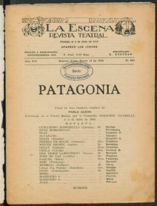 Patagonia : pieza en tres cuadros