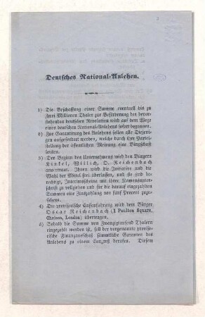 [Formblatt:] Deutsches National-Anlehen