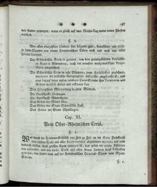 Cap. XI. Vom Ober-Rheinischen Creis.