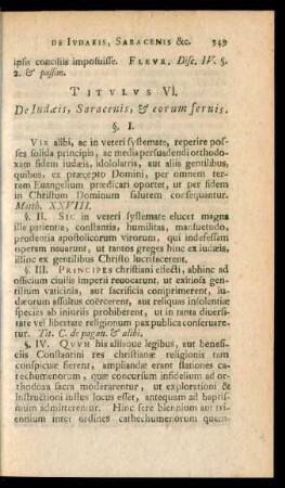Titulus VI. De Iudaeis, Saracenis, & eorum servis.