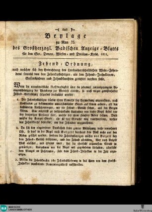 Großherzoglich Badisches Anzeige-Blatt für den See-, Donau-, Wiesen- und Dreisam-Kreis, Beylage des Großherzogl. Badischen Anzeige-Blatts für den See, Donau, Wiesen und Dreisam-Kreis
