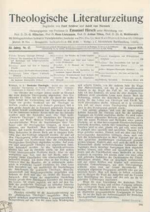 385-386 [Rezension] Titius, Arthur, Deutsche Theologie. Bericht über den ersten deutschen Theologentag zu Eisenach (Herbst 1927)