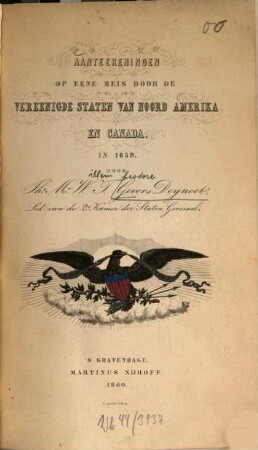 Aanteekeningen op eene reis door de Vereenigde Staten van Noord Amerika en Canada, in 1859