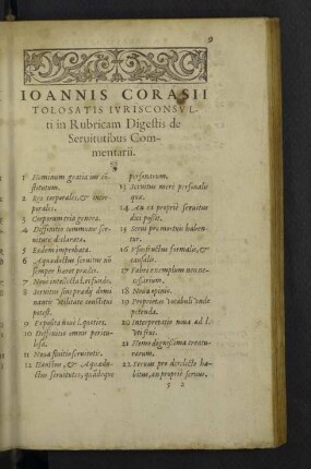 Ioannis Corasii tolosatis iurisconsulti in rubricam