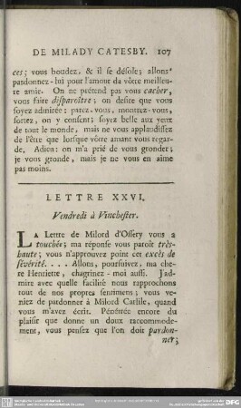 Lettre XXVI. Vendredi à Vinchester