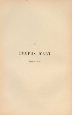 II. Propos d'art (écrit en 1870)