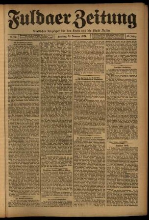 Erste Ausgabe vom Freitag, den 21. Januar 1921.