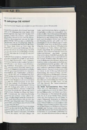 75 Jahrgänge Die Heimat