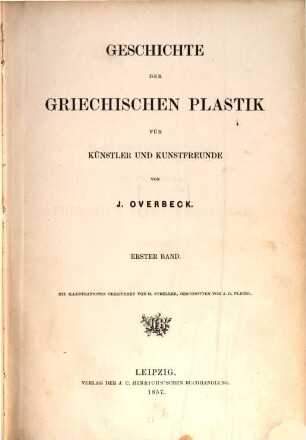 Geschichte der griechischen Plastik : für Künstler und Kunstfreunde, 1