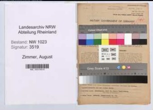 Entnazifizierung August Zimmer , geb. 11.10.1891 (Verw.Inspektor)