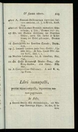 203-244, Libri incompacti, partim etiam compacti, regumento tantum papyracco