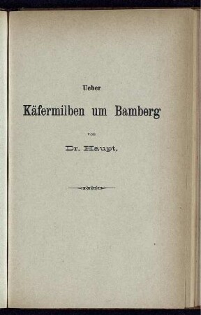 Ueber Käfermilben und Bamberg.