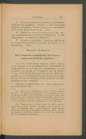 Sección undécima - De la formación y promulgación de las leyes y resoluciones del Poder Legislativo.