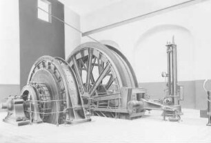 Fördermaschine: reiner Leonard-Antrieb, 5000 Volt, Drehstrom, Tigner-Ausgleich vorgesehen, Leistung: 3850/1370 PS (Bergmann, Berlin) : Technikgeschichte | Elektrotechnik | Verbrauch elektrischer Energien | Elektromotoren