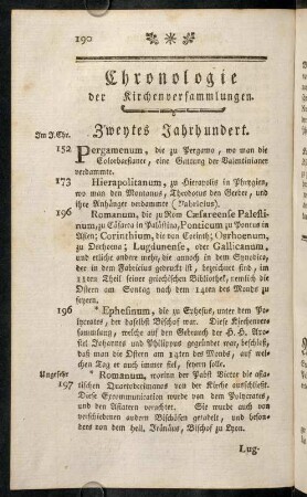 190-203, Chronologie.